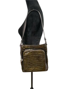 Brighton olive green Cher crocodile handbag